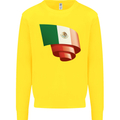 Curled Mexico Flag Mexican Day Football Kids Sweatshirt Jumper Yellow