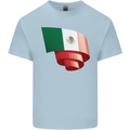Curled Mexico Flag Mexican Day Football Kids T-Shirt Childrens Light Blue