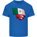 Curled Mexico Flag Mexican Day Football Kids T-Shirt Childrens Royal Blue