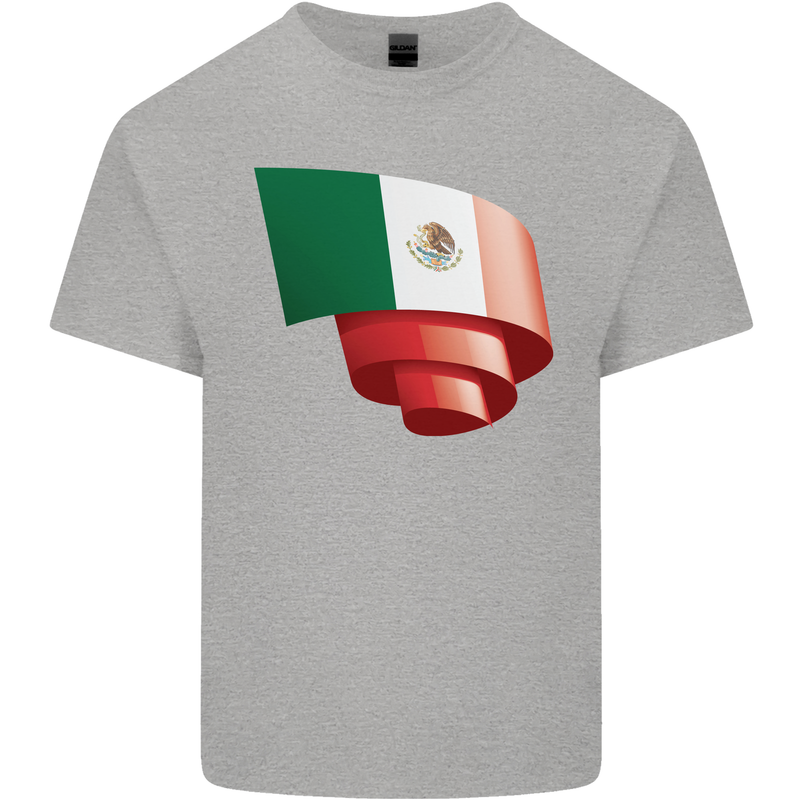 Curled Mexico Flag Mexican Day Football Kids T-Shirt Childrens Sports Grey