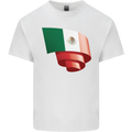 Curled Mexico Flag Mexican Day Football Kids T-Shirt Childrens White