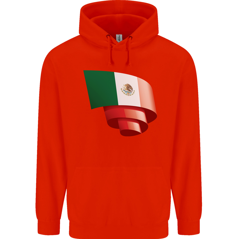 Curled Mexico Flag Mexican Day Football Mens 80% Cotton Hoodie Bright Red
