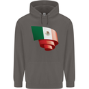 Curled Mexico Flag Mexican Day Football Mens 80% Cotton Hoodie Charcoal