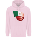Curled Mexico Flag Mexican Day Football Mens 80% Cotton Hoodie Light Pink