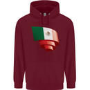 Curled Mexico Flag Mexican Day Football Mens 80% Cotton Hoodie Maroon