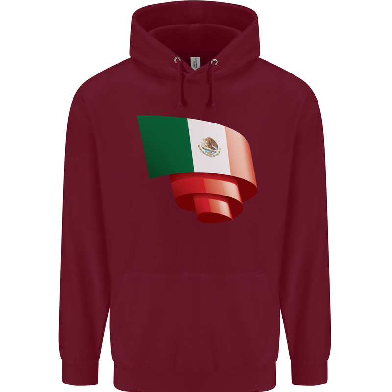 Curled Mexico Flag Mexican Day Football Mens 80% Cotton Hoodie Maroon
