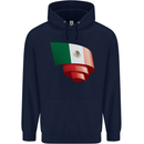Curled Mexico Flag Mexican Day Football Mens 80% Cotton Hoodie Navy Blue