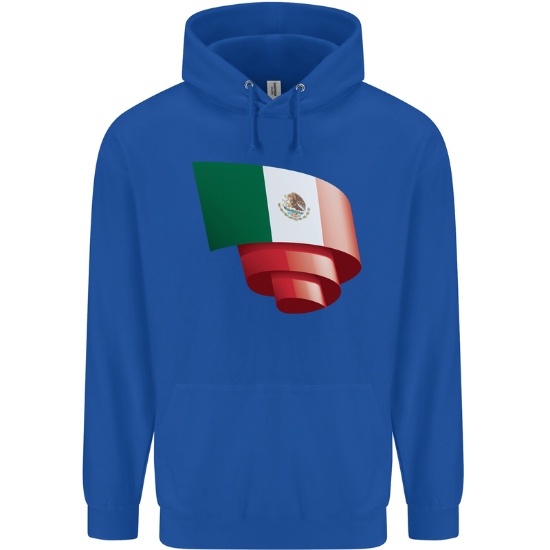 Curled Mexico Flag Mexican Day Football Mens 80% Cotton Hoodie Royal Blue