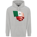 Curled Mexico Flag Mexican Day Football Mens 80% Cotton Hoodie Sports Grey