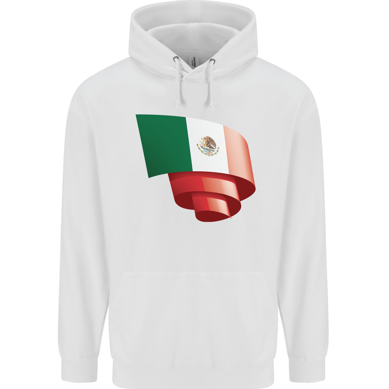 Curled Mexico Flag Mexican Day Football Mens 80% Cotton Hoodie White