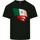 Curled Mexico Flag Mexican Day Football Mens Cotton T-Shirt Tee Top Black