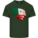Curled Mexico Flag Mexican Day Football Mens Cotton T-Shirt Tee Top Forest Green