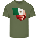 Curled Mexico Flag Mexican Day Football Mens Cotton T-Shirt Tee Top Military Green