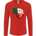 Curled Mexico Flag Mexican Day Football Mens Long Sleeve T-Shirt Red