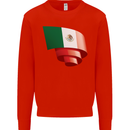 Curled Mexico Flag Mexican Day Football Mens Sweatshirt Jumper Bright Red