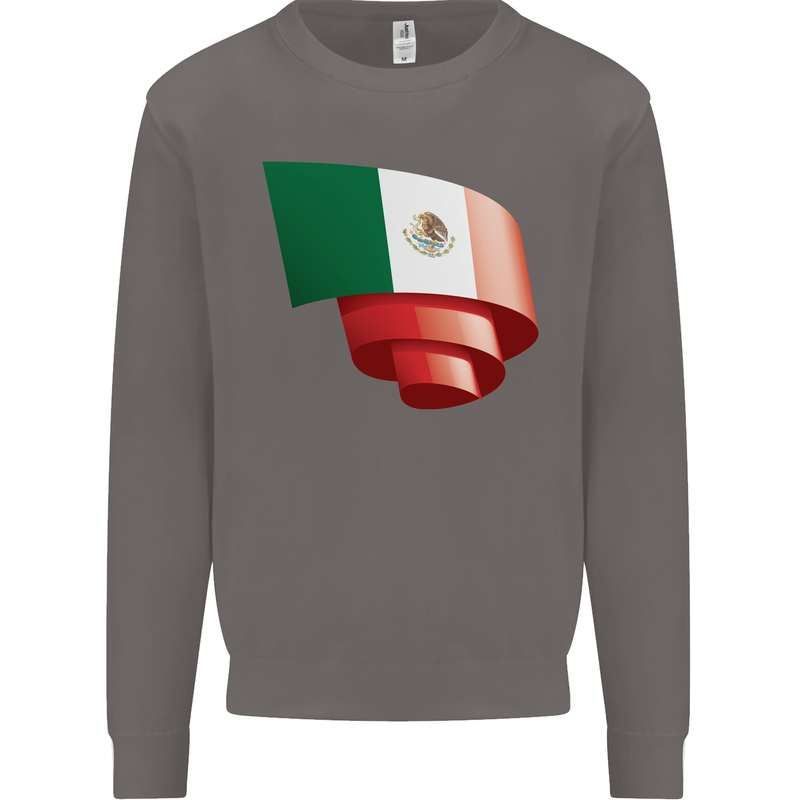 Curled Mexico Flag Mexican Day Football Mens Sweatshirt Jumper Charcoal
