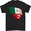 Curled Mexico Flag Mexican Day Football Mens T-Shirt 100% Cotton Black