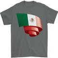 Curled Mexico Flag Mexican Day Football Mens T-Shirt 100% Cotton Charcoal