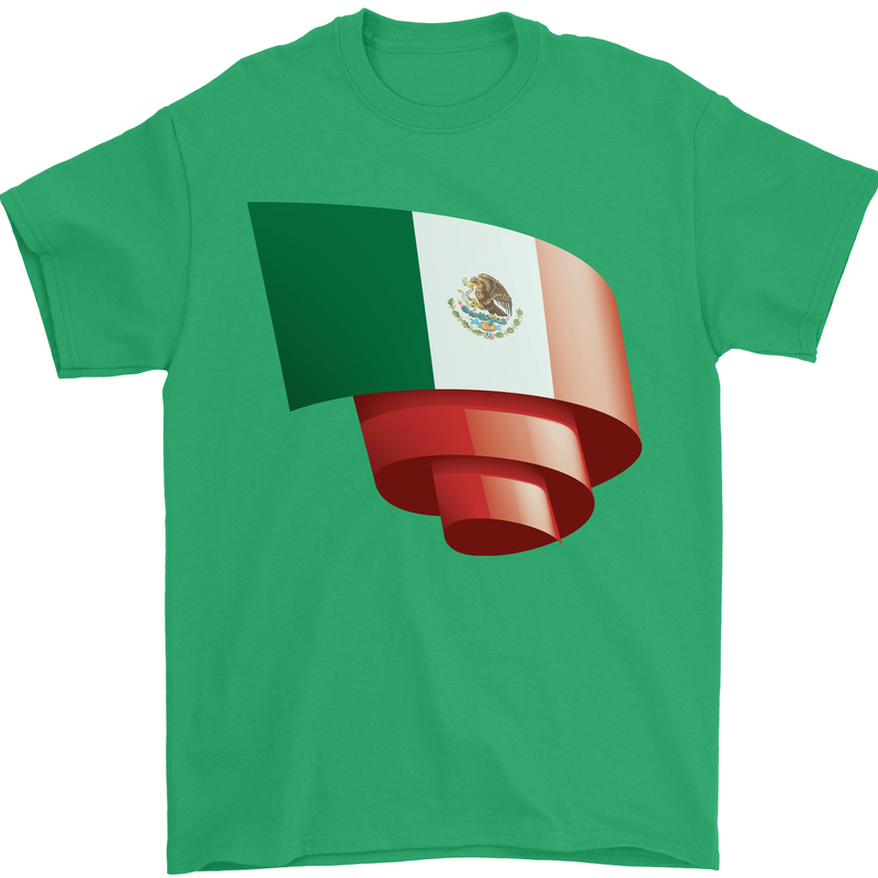Curled Mexico Flag Mexican Day Football Mens T-Shirt 100% Cotton Irish Green
