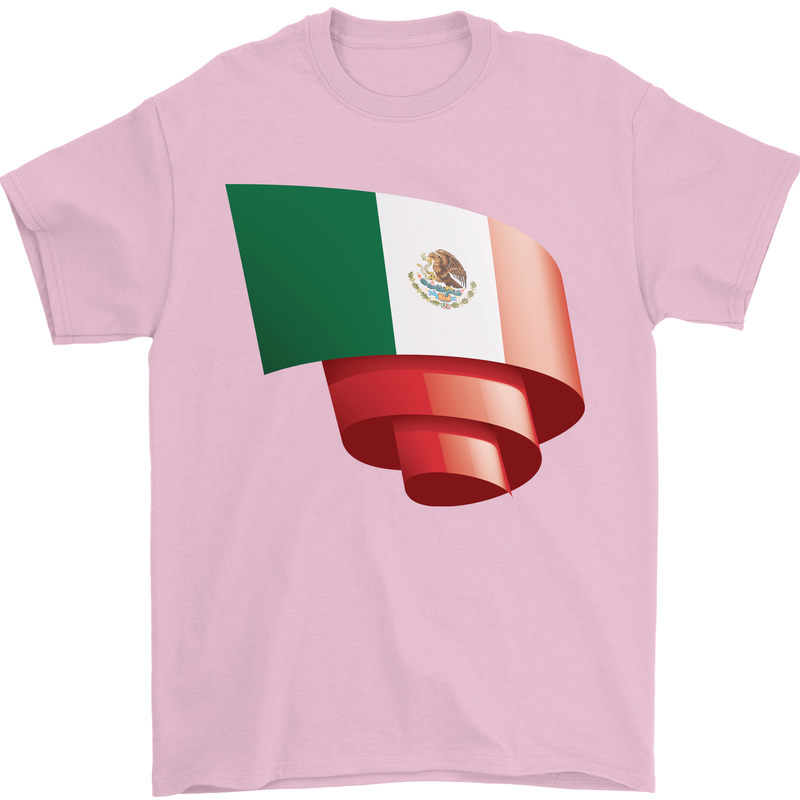 Curled Mexico Flag Mexican Day Football Mens T-Shirt 100% Cotton Light Pink