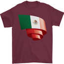 Curled Mexico Flag Mexican Day Football Mens T-Shirt 100% Cotton Maroon