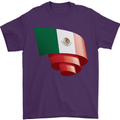Curled Mexico Flag Mexican Day Football Mens T-Shirt 100% Cotton Purple