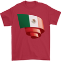 Curled Mexico Flag Mexican Day Football Mens T-Shirt 100% Cotton Red