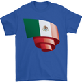 Curled Mexico Flag Mexican Day Football Mens T-Shirt 100% Cotton Royal Blue