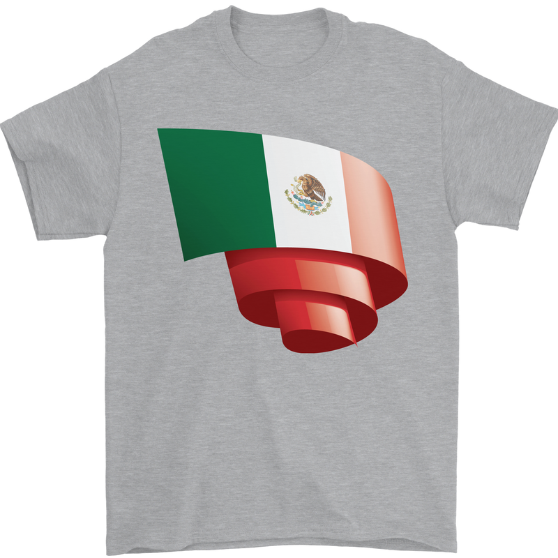 Curled Mexico Flag Mexican Day Football Mens T-Shirt 100% Cotton Sports Grey