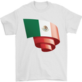 Curled Mexico Flag Mexican Day Football Mens T-Shirt 100% Cotton White