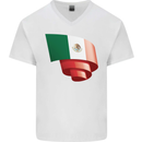 Curled Mexico Flag Mexican Day Football Mens V-Neck Cotton T-Shirt White