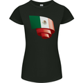 Curled Mexico Flag Mexican Day Football Womens Petite Cut T-Shirt Black