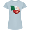 Curled Mexico Flag Mexican Day Football Womens Petite Cut T-Shirt Light Blue