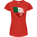 Curled Mexico Flag Mexican Day Football Womens Petite Cut T-Shirt Red