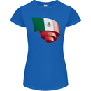 Curled Mexico Flag Mexican Day Football Womens Petite Cut T-Shirt Royal Blue