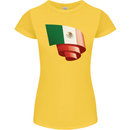 Curled Mexico Flag Mexican Day Football Womens Petite Cut T-Shirt Yellow