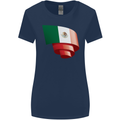 Curled Mexico Flag Mexican Day Football Womens Wider Cut T-Shirt Navy Blue