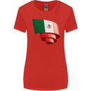 Curled Mexico Flag Mexican Day Football Womens Wider Cut T-Shirt Red