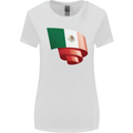 Curled Mexico Flag Mexican Day Football Womens Wider Cut T-Shirt White