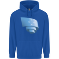 Curled Micronesia Flag Micronesian Day Football Childrens Kids Hoodie Royal Blue