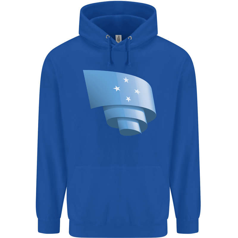 Curled Micronesia Flag Micronesian Day Football Childrens Kids Hoodie Royal Blue