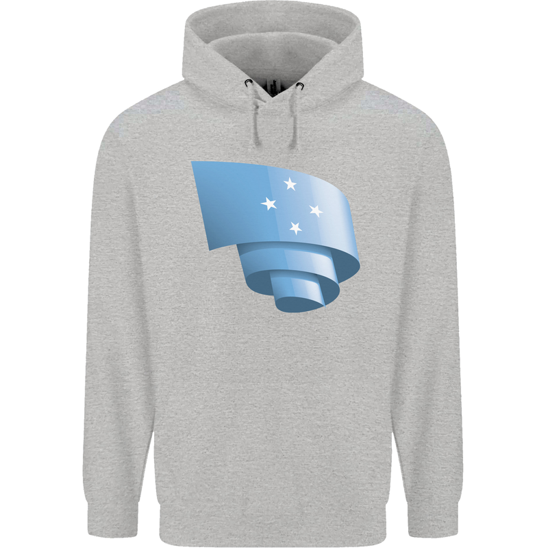 Curled Micronesia Flag Micronesian Day Football Childrens Kids Hoodie Sports Grey