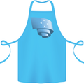 Curled Micronesia Flag Micronesian Day Football Cotton Apron 100% Organic Turquoise