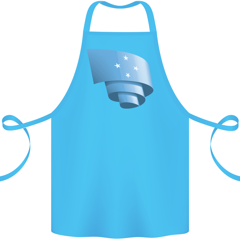 Curled Micronesia Flag Micronesian Day Football Cotton Apron 100% Organic Turquoise