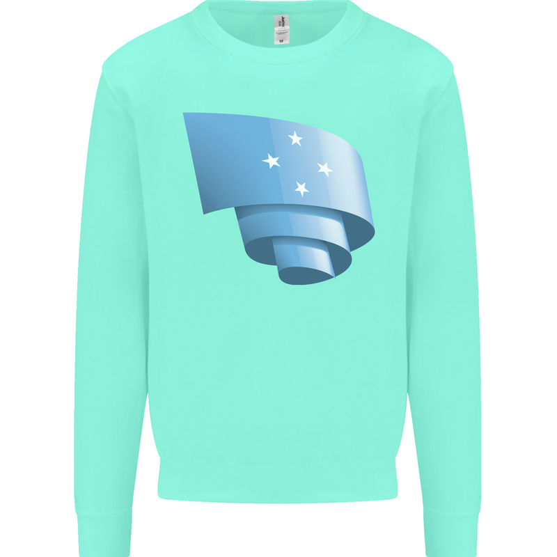 Curled Micronesia Flag Micronesian Day Football Kids Sweatshirt Jumper Peppermint