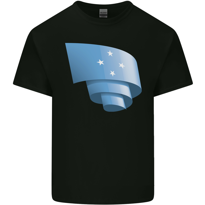 Curled Micronesia Flag Micronesian Day Football Kids T-Shirt Childrens Black