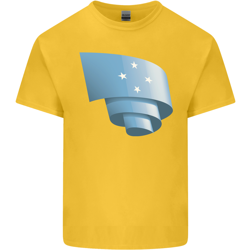 Curled Micronesia Flag Micronesian Day Football Kids T-Shirt Childrens Yellow
