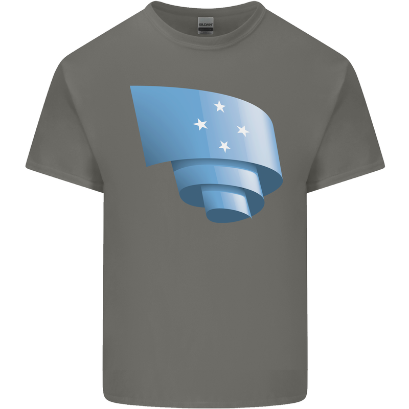 Curled Micronesia Flag Micronesian Day Football Mens Cotton T-Shirt Tee Top Charcoal