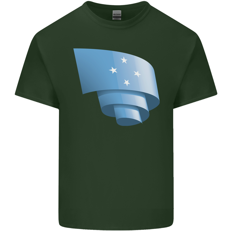 Curled Micronesia Flag Micronesian Day Football Mens Cotton T-Shirt Tee Top Forest Green