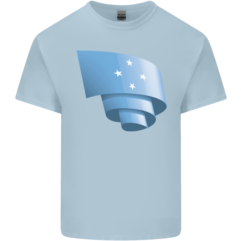 Curled Micronesia Flag Micronesian Day Football Mens Cotton T-Shirt Tee Top Light Blue